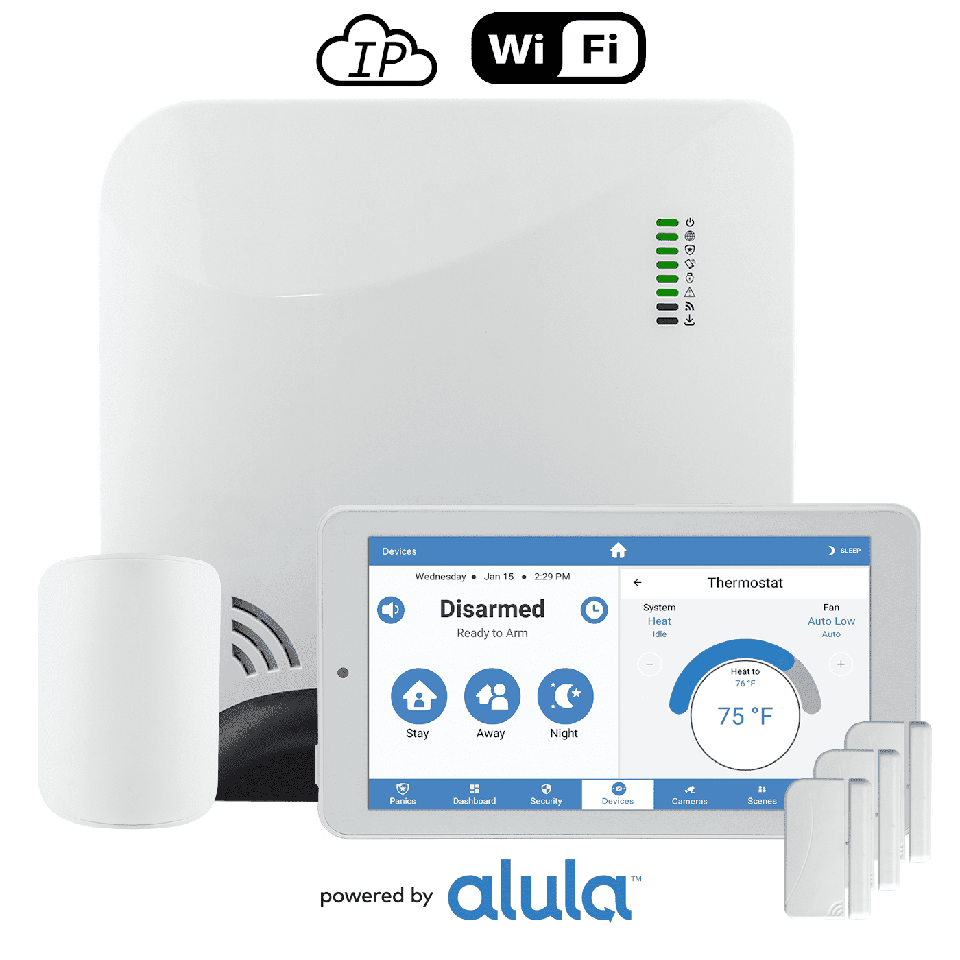Alula Connect+ wireless security system kit with touchscreen keypad