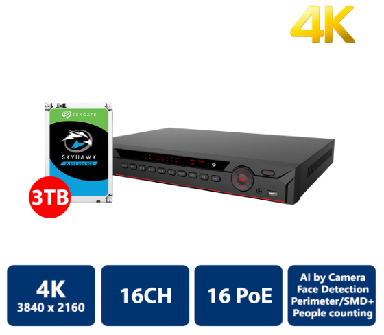 16CH NVR 1U 16POE 4K
